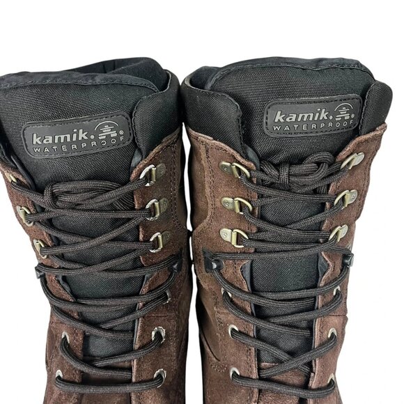 Kamik Mens Size 8 Wide Nation Plus Winter Waterproof Dark Brown Boots Lace up - Picture 6 of 10